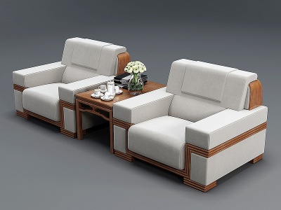 3d新中式办公沙发模型