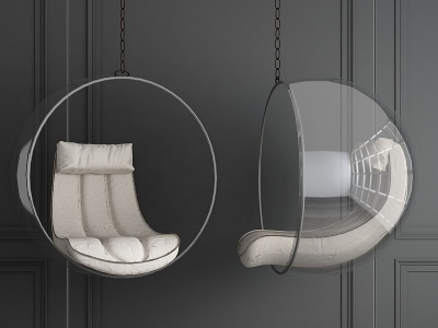 3d现代玻璃吊椅休闲椅模型