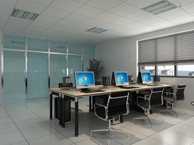 3d现代办公室电脑桌模型