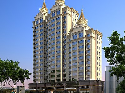 3d欧式住宅楼酒店公寓模型