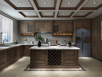 美式橱柜厨房模型3d模型