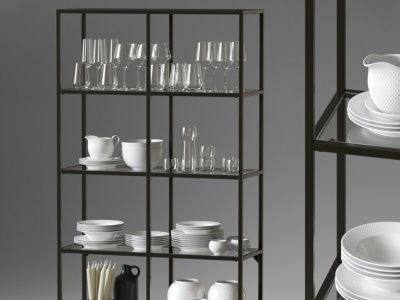 3d现代陶瓷碗架组合模型
