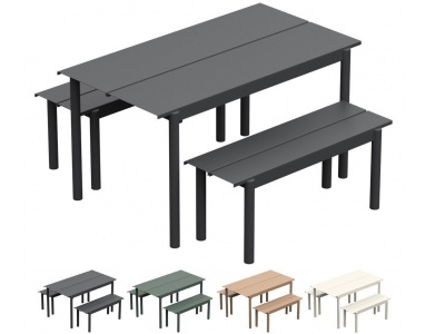 3d工业风不锈钢桌椅组合模型