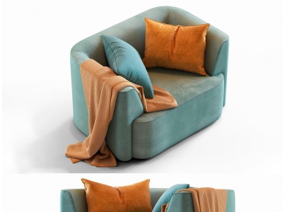 3d现代鲍里斯扶手小双人沙发模型