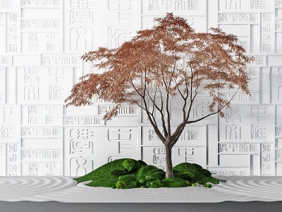 现代造型树,玄关造景小品模型
