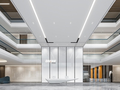现代办公楼大厅模型3d模型