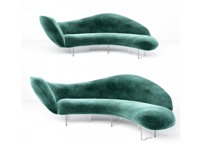 现代绒布弧形沙发模型3d模型