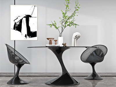 3d现代镂空休闲桌椅组合模型