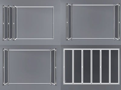现代铝合金折叠门窗模型