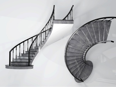 3d现代弧形旋转楼梯模型