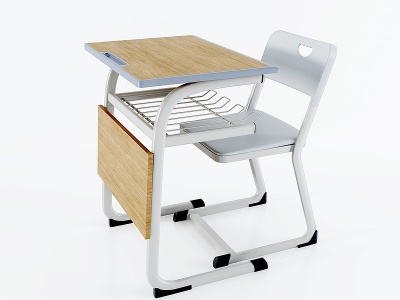 3d现代课桌椅模型