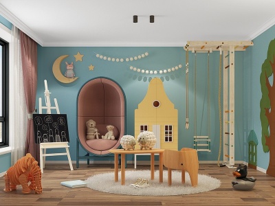 3d北欧现代儿童房模型