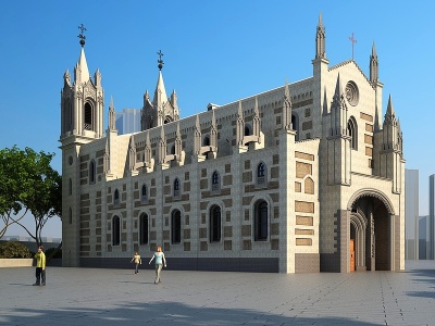 欧式教堂模型3d模型