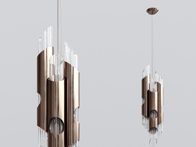 3d现代金属玻璃吊灯模型