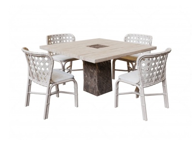3d现代方形餐桌椅模型