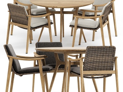 户外藤艺户外餐桌椅模型3d模型
