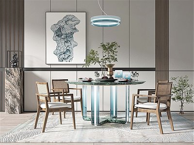 新中式餐桌椅组合模型3d模型