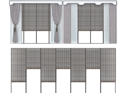 3d新中式窗帘模型