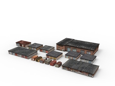 3d平房厂房工厂模型