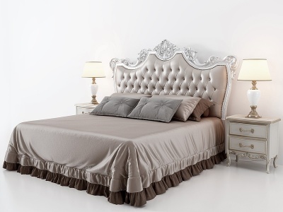 欧式法式古典雕花双人床模型3d模型