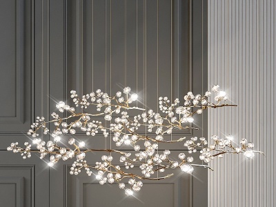 3d现代异形树枝水晶灯模型