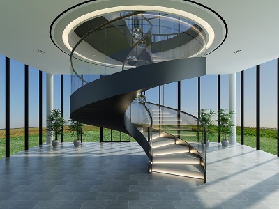 3d现代旋转楼梯模型