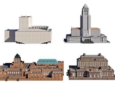 3d现代美国城市建筑楼房模型