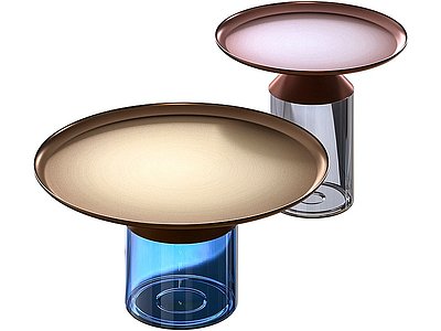 现代彩玻璃金属圆形边几模型3d模型