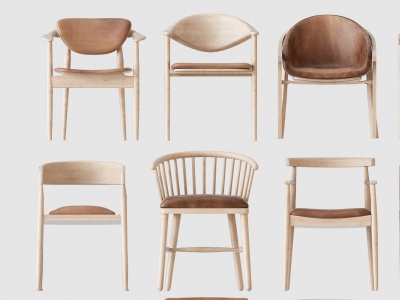 3d新中式单椅子组合模型