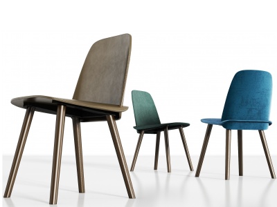 现代金属轻奢皮革绒布单椅模型3d模型