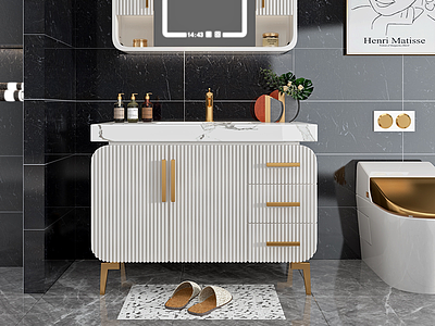 3d现代浴室柜洗漱用品组合模型