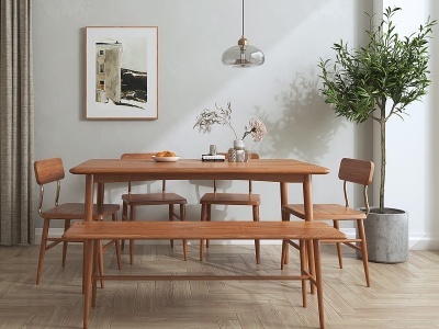 北欧实木餐桌模型