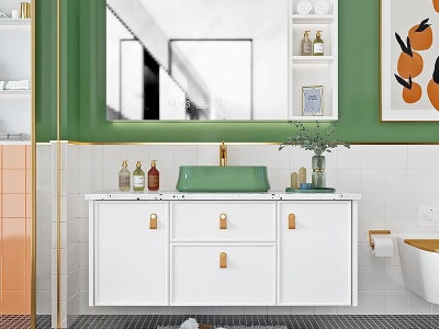 3d北欧浴室柜组合模型