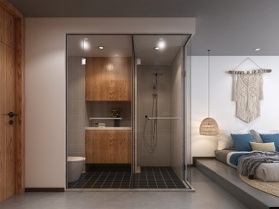 3d现代酒店卧室模型