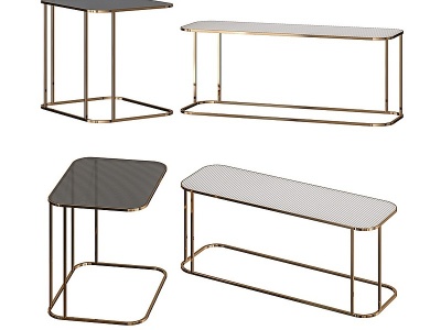 3d现代简约大理石边桌模型