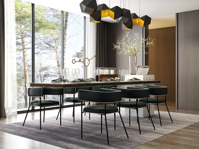 3d现代餐厅餐桌椅模型