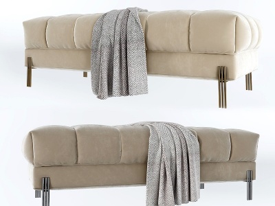 3d现代绒面布艺沙发凳模型