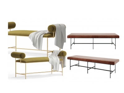 3d现代简欧式床尾凳模型