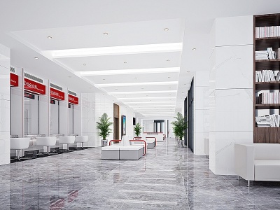 3d现代银行服务大厅模型