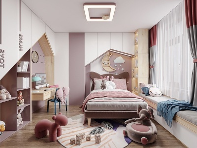 3d现代儿童房模型