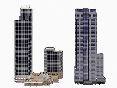 3d现代美国城市建筑楼房模型