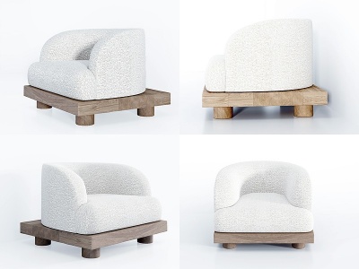 3d侘寂风单人沙发模型