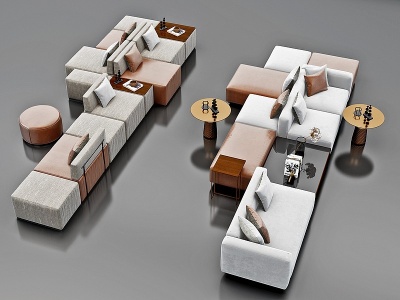 3d现代长条休闲沙发模型
