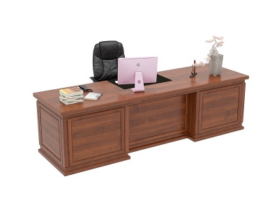 3d新中式实木办公桌模型