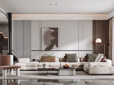3d现代家居客厅沙发茶几模型