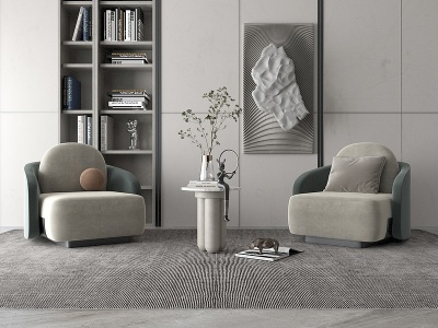3d现代绒布休闲沙发模型