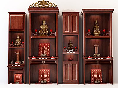 中式實木佛龕,神龕,神臺柜模型3d模型