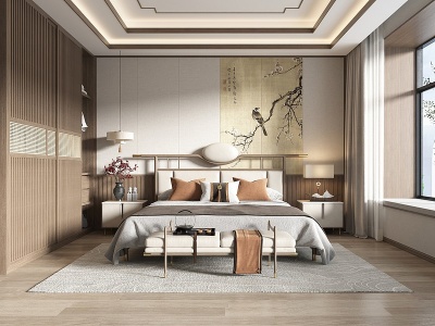 新中式家居臥室3d模型