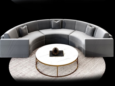 3d现代布艺异形形沙发茶几模型