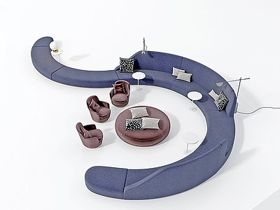 现代布艺异形沙发模型3d模型